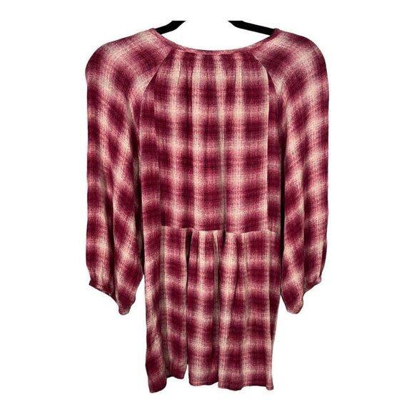 Anthropologie Maeve Women's Cavalon Pink Plaid Popover Tunic 100% Rayon … - Picture 3 of 8